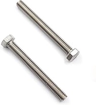 cSeao 10pcs 1/4-20 x 3" Hex Head Bolts Screws, Full Thread, Plain Finish, F593C 18-8 304 Stainless S