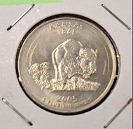 少見硬幣--美國2005年25美分-50州紀念幣-堪薩斯州 (United States 50 State Quarters-2005 Kansas)