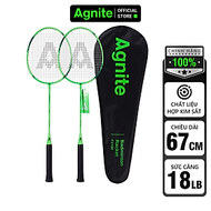 Cặp vợt cầu lông siêu nhẹ cán liền quấn dây cao su Agnite - Khung carbon cao cấp - 2 chiếc - Màu xan