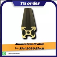 Aluminium Profile V- Slot 2020 Black Gloss ( powder coating) Per / cm