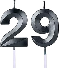 Black 29th & 92nd Birthday Candles for Cakes, Number 29 92 Candle Cake Topper for Party Anniversary 