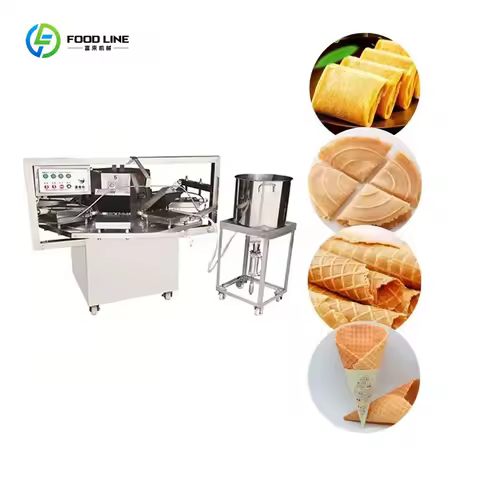 Custom Commercial Coconut Pancake Stroopwafel Production Line Crispy Egg Roll Ice Cream Cone Maker W
