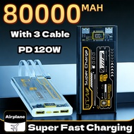 100% Original Powerbank 80000mAh With LED Display PD120W Fast Charge Power Bank