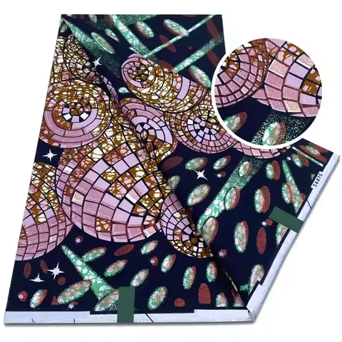 New Sprinkle African Grand Super Batik Soft Real African Prints Glitter Golden Fabric Flash Gold Pri