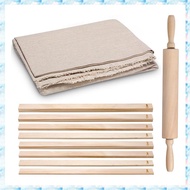 (ZHUG) 12 Pcs Pottery Crafting Set with Wood Rolling Pin 1 Pottery Wedging Board Linen Tablecloth an
