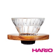 南美龐老爹咖啡「HARIO玻璃王V60 橄欖木 VDG-01-OV 咖啡錐型玻璃濾杯1~2人份 日本製 橄欖木底座高質感