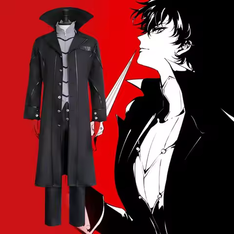 Anime 5 Joker Game P5 Rain Palace Lotus Cosplay Full Set of Clothing Wigs Glove Mask Black Overcoat 