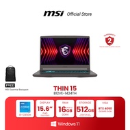 MSI NOTEBOOK Thin 15 B12VE-1424TH | 15.6" FHD | Intel Core i5-12450H | NVIDIA GeForce RTX 4050 | 16GB (8x2) DDR4 | 512GB NVMe PCIe SSD Gen4 | Windows 11 Home (โน้ตบุ๊ก) [Preorder จัดส่งภายใน 7-15 วัน]