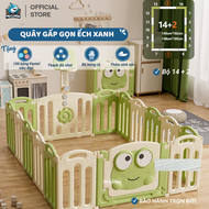 Quây Nhựa Gấp Gọn Pakey 2023 Tặng THẢM + TRỤ BÓNG RỔ+ 100 BÓNG Quây Cũi Cho Bé Hình Ếch Xanh Đáng Yê