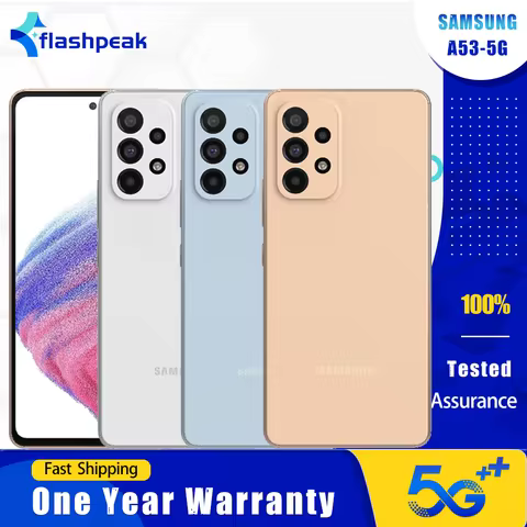 Original Samsung Galaxy A53 A536U 5G Mobile Phone NFC 6GB+128GB 6.5" 64MP+12MP+5MP+32MP Exynos 1280 
