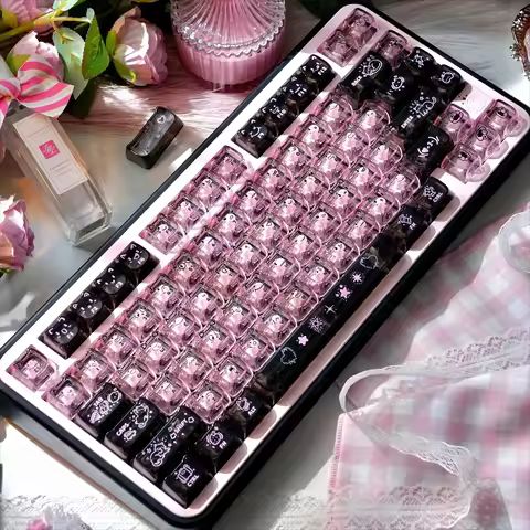 MAIMOOO Transparent Cat Keycap MAO Black Powder Graffiti PC Transparent Cute Gift Customization Aula