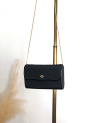 【 日本直送 名牌中古包 】GUCCI 古馳 側背包 黑色 Interlocking 尼龍 鍊條 vintage 古董 c5t5sp