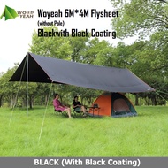 WOYEAH 6M*4.4Meter Flysheet UPF 50+ Giant anti-UV black coating Silver Coating Camping Tarp Flysheet Shelter Canopy