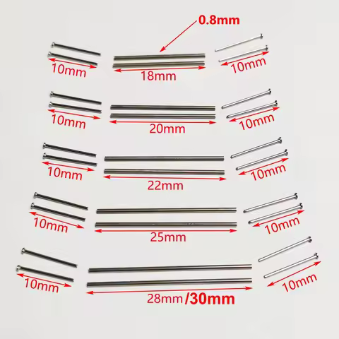 10/20/50sets 18/20/22/25/26/28/30mm Car Axle for 1/64 Alloy Car 0.8mm Hollow Shaft w Pins for 1:64 H