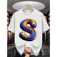 Four Seasons Lelaki Fesyen Bercetak Corak Surat T-shirt Lengan Pendek Uniseks