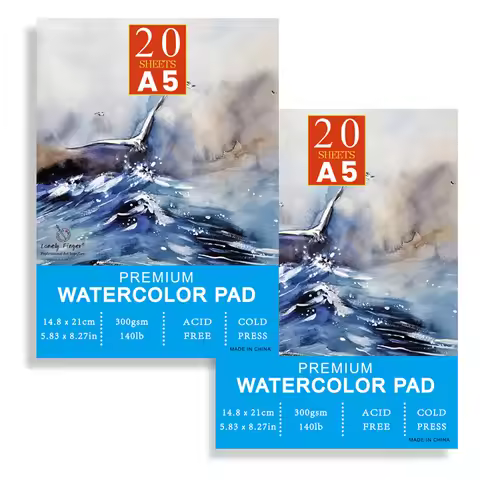 2pcs A5 Watercolor Paper, 20Sheets ,14.8x21cm WaterColor Paper, 140lb/300gsm Artist Sketch Acrylic P