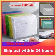 10pcs File Bag A4 Thickened PP Waterproof Document Envelopes Pockets SI82