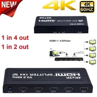 4K 60Hz HDMI Splitter 1x2 1x4 HDMI 2.0 Splitter 1 In 2 Out 4 Out Video Distributor Converter for PS4 PS5 STB DVD Camera PC To TV