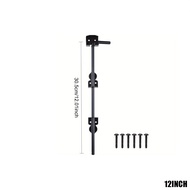 A Heavy-duty Black Metal Gate Lock With A Rattan Latch , Suitable For Floor Latches On Wooden, Pvc, 