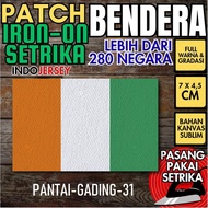 Indojersey Patch Bendera PANTAI GADING IVORY COAST Iron-On Kanvas Sublimasi Persegi Kotak 7 x 4.5 cm