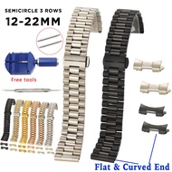 Solid Stainless Steel Watch Band 12mm 13 14 16 17 18mm 19 20mm 21 22mm Replacement Watch Strap 3Rows Wristband Bracelet w/ Tools