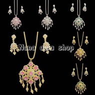 Necklace With Clip-On Earrings Thai Set Gold Silver White AGG01 Gem Decoration