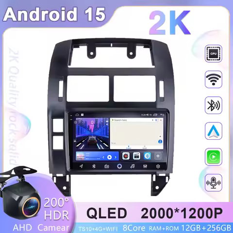 For Volkswagen VW Polo MK4 6Q 9N 9N3 2004- 2009 Android 15 Carplay Car Radio Multimedia Player Stere