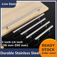 2~14 Inches Hollow Stainless Steel T Bar Silver Door Handle Pull Drawer Knob Cabinet Handle Wardrobe Pull Handle Furniture Handle with screws / untuk almari pakaian