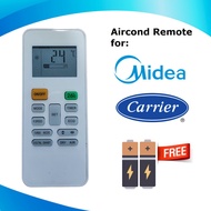 [FREE BATTERY] 𝗠𝗜𝗗𝗘𝗔 𝗨𝗡𝗜𝗩𝗘𝗥𝗦𝗔𝗟 AIR COND REMOTE CONTROL REPLACEMENT AIRCOND CARRIER/ TOPAIRE/ MIDEA