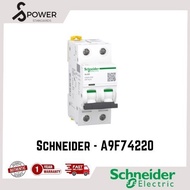 Schneider electric iC60N - miniature circuit breaker - 2P - 20A - C curve A9F74220