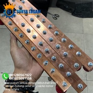 Busbar Netral 3mm x 20mm x 300mm 18baut m6 Busbar tembaga