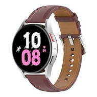 全城熱賣 - 適用於三星 Galaxy Watch 5 Pro 45mm 優質皮紋錶帶（深棕色）