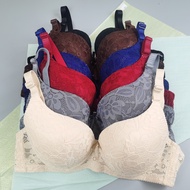 Bra FULL CUP 38 ~ 44 B/C Under Wired Bra [Melur] Floral Lace Cotton Baju Dalam Wanita Ada Dawai Padd