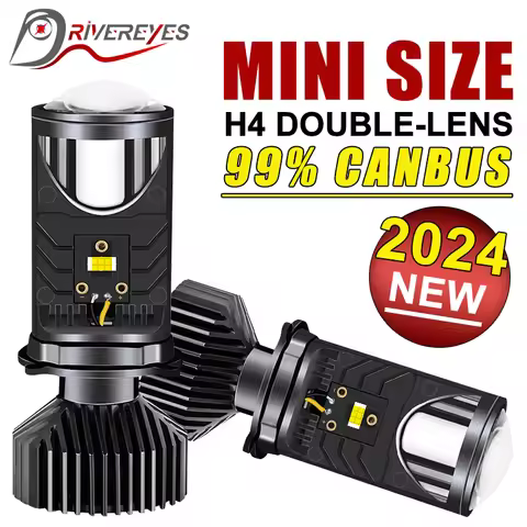 H4 LED Projector Headlight Bulbs Bi LED Lens Projector with Fan H4 Mini Projector Lens Headlight Aut