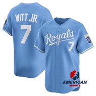 Men's 2025 MLB Jersey Kansas City Royals 7 Bobby Witt Jr. Light Blue Baseball Jersey