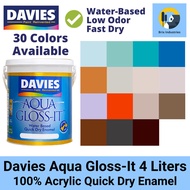 ✤Davies Aqua Gloss It Odorless Water Based Paint 4 Liters (Gallon) Acrylic Quick Dry Enamel✹