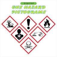 Hazard label sticker /Safety#GHS Hazard Pictograms Sticker (5cm x 5cm / 10cm x 10cm )