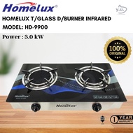 YU Kitchenware x Homelux Infrared Tempered Glass Gas Stove / Dapur Gas kaca