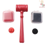 AVUKA Toy Wooden Hammer, Red Inkpad Judge Stamp Hammer, Notebook Stamp Decoration Wooden Portable To