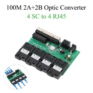 10M/100M Optic Media Converter 4RJ45 to 4SC 2A+2B Fiber Optic Connector PCBA Board 1310nm/1550nm Por
