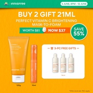 [6.6 Sale: BUY 2 GIFT 21ML] INNISFREE Perfect Vitamin C Brightening Mask-To-Foam + Niacinamide Eye S