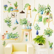 Wall Decal shelf model with many potted plants (1m4 high, 1m1 high)