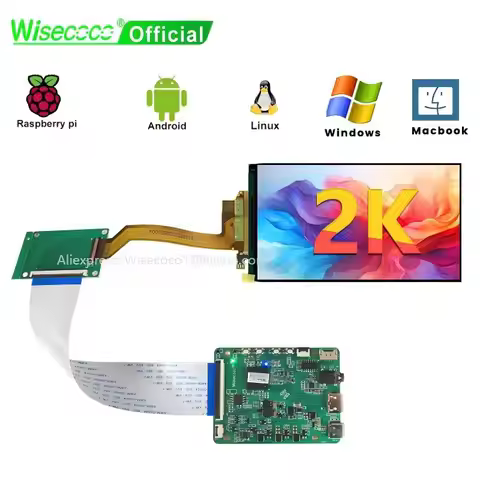 Wisecoco 5.5 Inch 2k IPS TFT LCD Screen 2560x1440 Landscape Driver Board Support Raspberry Pi PS4/5 