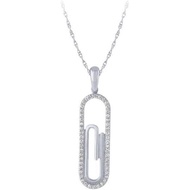 0.20 CT Round Shape Simulated Sparkling White Diamond Pepper Clip Pendant in 14K White Gold Plated 9