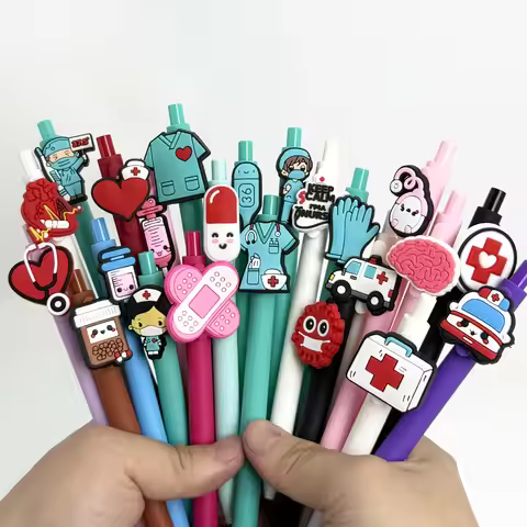 2/5 Pieces of Medical-Themed Cartoon Gel Pens, Featuring Novel and Unique Designs with Medical-Relat