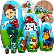Matryoshka Dolls Patrol Dogs Figurines Set 7 pcs Wooden Toys