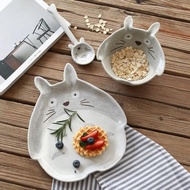 象有秘密 景德鎮日式可愛龍貓陶瓷碗盤套裝手工創意卡通碗高顏值