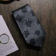 黑色花卉真絲領帶/型男雅痞百搭款式