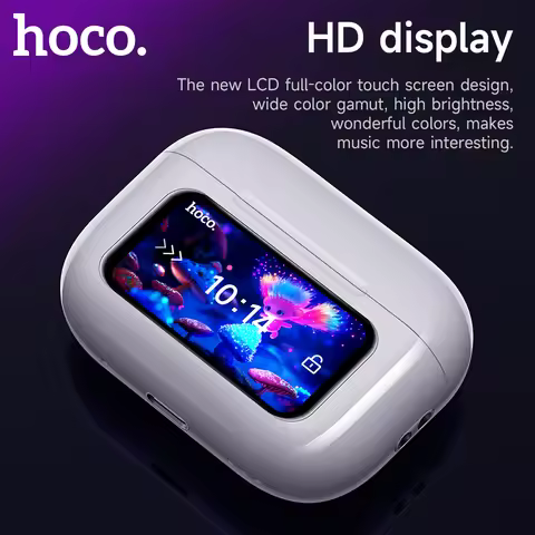 HOCO EW72 Wirelss Bluetooth 5.4 ANC Noise Reduction Earphone With LED Full Touch Smart Screen Chargi
