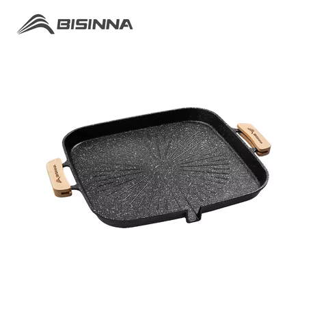 BISINNA Square BBQ Grill Pan Non Stick Stovetop Barbeque Tray Korean Roasting Grill Plate Outdoor Ca
